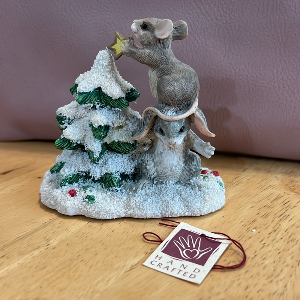 Silvestri Charming tails Bunny & Mouse decorate Christmas Tree TEAMWORK HELPS!